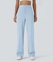 DayStretch High Waisted Pockets Straight Leg Casual Pants - Omphalodes