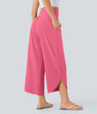 Breezeful™ High Waisted Tummy Control Split Hem Quick Dry Resort Pants with Pockets - Pink Lemonade