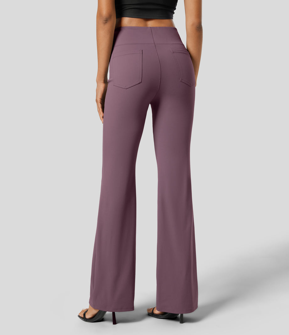 Halara Flex™ High Waisted Back Side Pocket Slight Flare Work Pants - Moonscape
