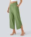 Breezeful™ High Waisted Crossover Quick Dry Resort Pants with Pockets - Hot Wasabi - Green