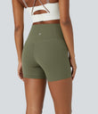 Halara UltraSculpt™ High Waisted Tummy Control Side Pocket Shaping Training Biker Shorts 5'' - Grass Grey Green