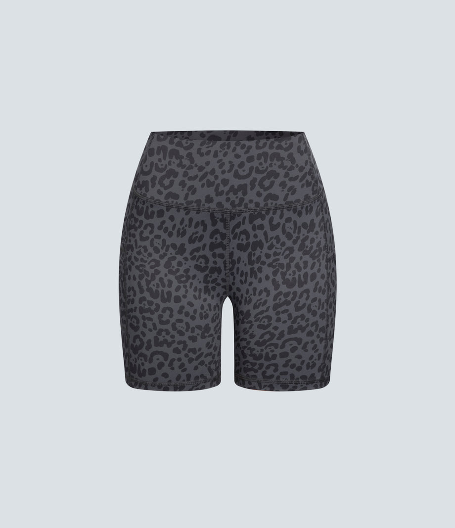 High Waisted Pocket Running Biker Shorts - Black Panther