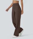 DayStretch High Waisted Pockets Straight Leg Casual Pants - Chocolate Martini