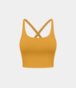 Crisscross Backless Built-in Bra Cropped Running Tank Top A-D Cups - Golden Yellow