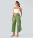 Breezeful™ High Waisted Crossover Quick Dry Resort Pants with Pockets - Hot Wasabi - Green