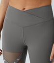 DayStretch High Waisted Crossover Contrast Mesh Decorative Buckle Yoga Leggings - Silent Storm