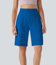 SoftlyZero™ Airy High Waisted Pockets Cool Touch Yoga Bermuda Shorts - Skydiver