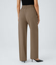 Halara Flex™ High Waisted Zipper Pocket Shirred Straight Leg Work Pants - Kangaroo