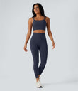 Halara UltraSculpt™ Double Straps Twisted Backless Cropped Yoga Tank Top - Mood Indigo
