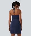 Halter Tie Back Mini Resort Dress with Pockets - Naval Academy