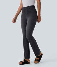 Halara Flex™ High Waisted Pockets Washed Casual Bootcut Jeans - Dirty Black Denim