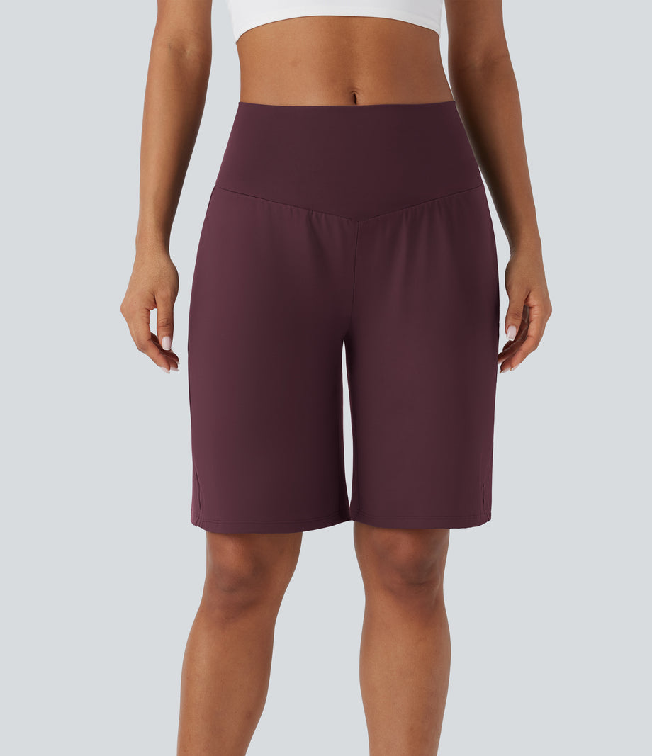 SoftlyZero™ Airy High Waisted Pockets Cool Touch Yoga Bermuda Shorts - Fig