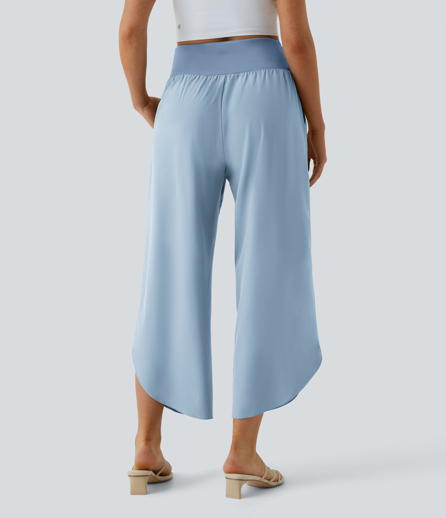 Breezeful™ High Waisted Crossover Quick Dry Resort Pants with Pockets - Ballad Blue