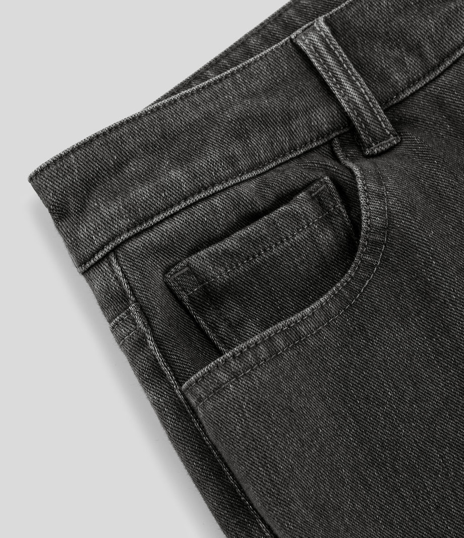 Halara Flex™ Mid Rise Pockets Casual Bootcut Jeans - Hemp Rope Black Denim