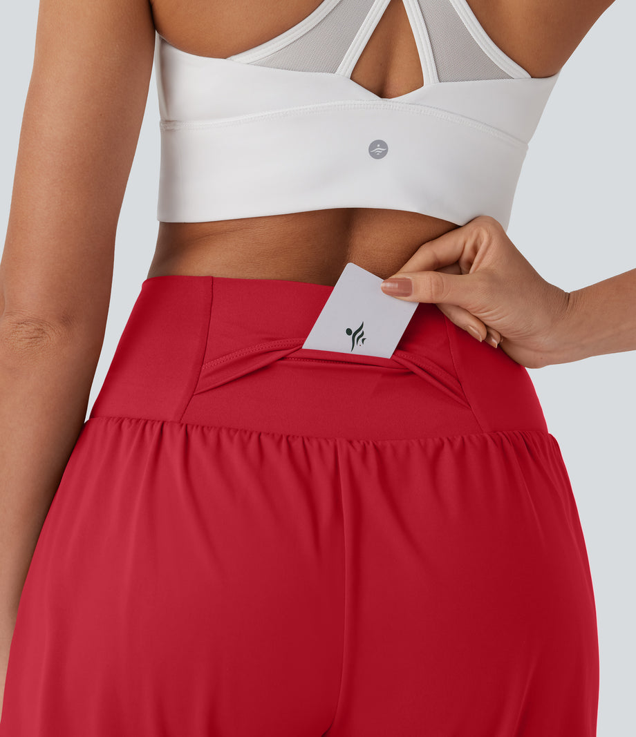 SoftlyZero™ Airy Super High Waisted 2-in-1 Cool Touch Yoga Shorts 7" with Pockets - Salsa