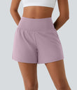 SoftlyZero™ Airy Super High Waisted 2-in-1  Cool Touch Yoga Shorts 5'' with Pockets-Longer Length - Pink Purple