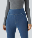 Halara Flex™ High Waisted Pocket Denim Casual Leggings - Denim Dark Blue