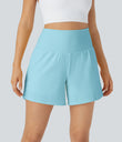 SoftlyZero™ Airy Super High Waisted 2-in-1  Cool Touch Yoga Shorts 5'' with Pockets-Longer Length - Spun Sugar