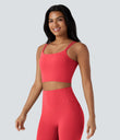 Halara UltraSculpt™ Double Straps Twisted Backless Cropped Yoga Tank Top - Bittersweet