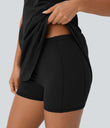 SoftlyZero™ Plush Cut Out Pocket 2-Piece Mini Yoga Active Dress - Black