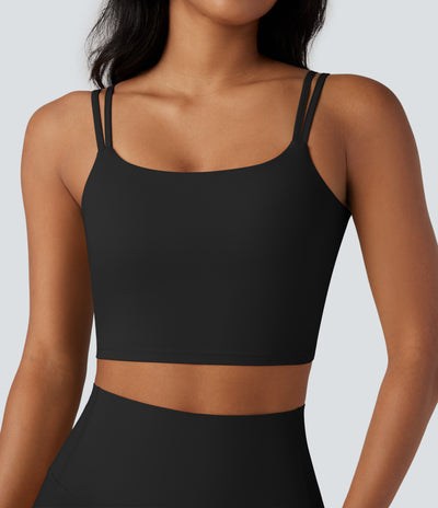 UltraSculpt™ Double Straps Twisted Backless Cropped Yoga Tank Top