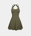 Flare Mini Dance Active Dress-Longer Length - Withered Green