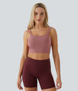 Double Straps Cropped Yoga Tank Top - Nostalgia Rose