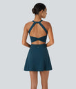 Backless Twisted Active Dress - Majolica Blue