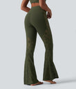 Halara UltraSculpt™ High Waisted Tummy Control Contrast Lace Yoga Flare Leggings with Pocket - Deep Woodland Green