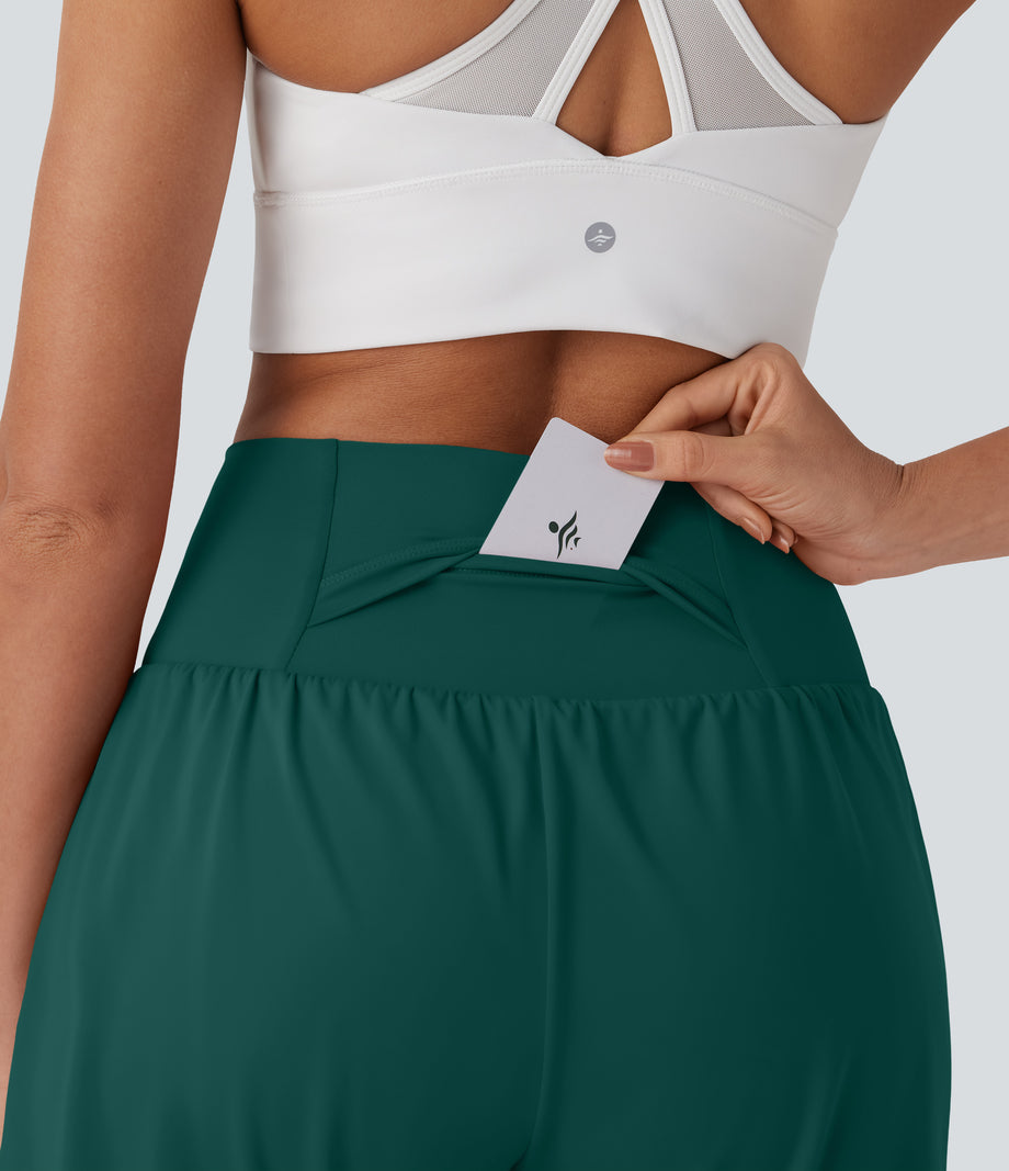 SoftlyZero™ Airy Super High Waisted 2-in-1 Cool Touch Yoga Shorts 7" with Pockets - Forest Biome