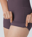 Halara UltraSculpt™ High Waisted Tummy Control Pocket Shaping Training Biker Shorts 3'' - Night's Purple