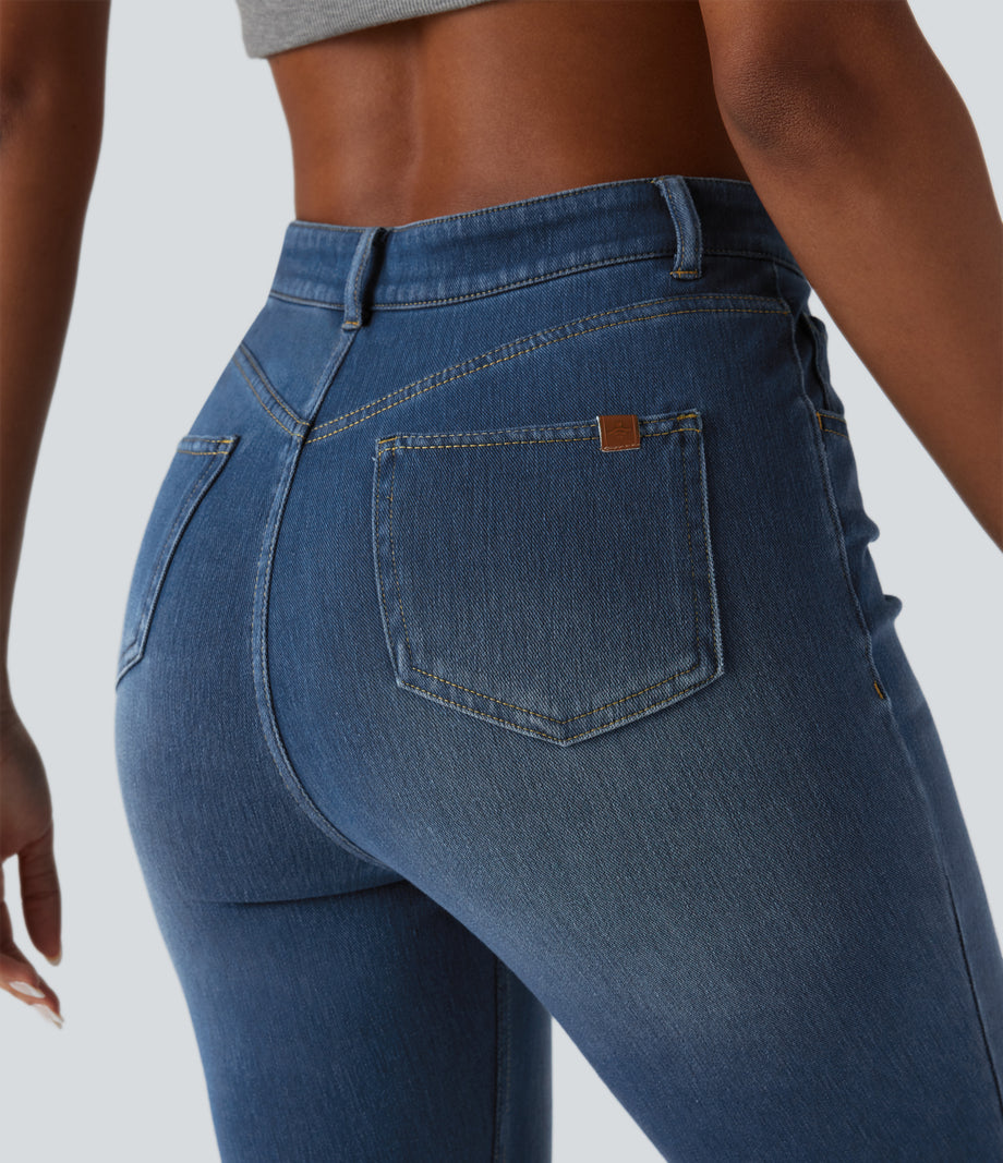 Halara Flex™ High Waisted Casual Skinny Jeans with Pockets - Tide Blue Denim
