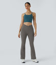 DayStretch High Waisted Crossover Flare Yoga Leggings - Deep Red Grey