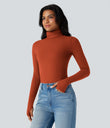 Halara HeatCore Turtleneck Long Sleeve Thumb Hole Casual Warming Top - Rooibos Tea