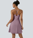 SoftlyZero™ Airy Cut Out 2-in-1 Pocket Cool Touch Longer Active Dress-UPF50+ - Elderberry