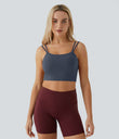Double Straps Cropped Yoga Tank Top - Night Sea Blue