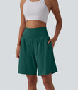 SoftlyZero™ Airy Super High Waisted 2-in-1 Cool Touch Yoga Shorts 9" with Pockets - Forest Biome
