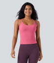 Scoop Neck Crisscross Back Crossover Hem Yoga Cami Top - Pink Lemonade