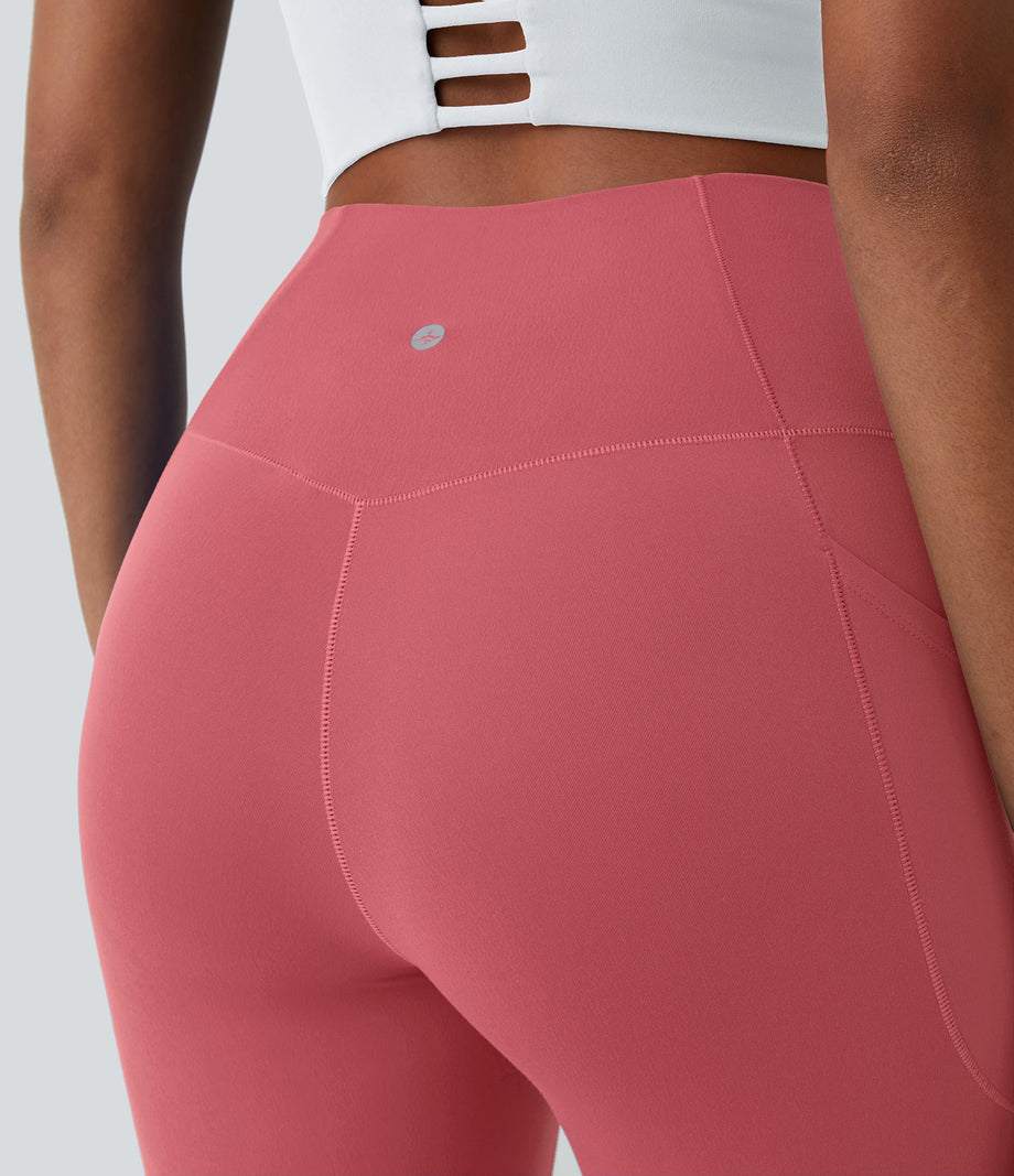 SoftlyZero™ Crossover Pocket Plain Leggings-UPF50+ - Begonia Rouge