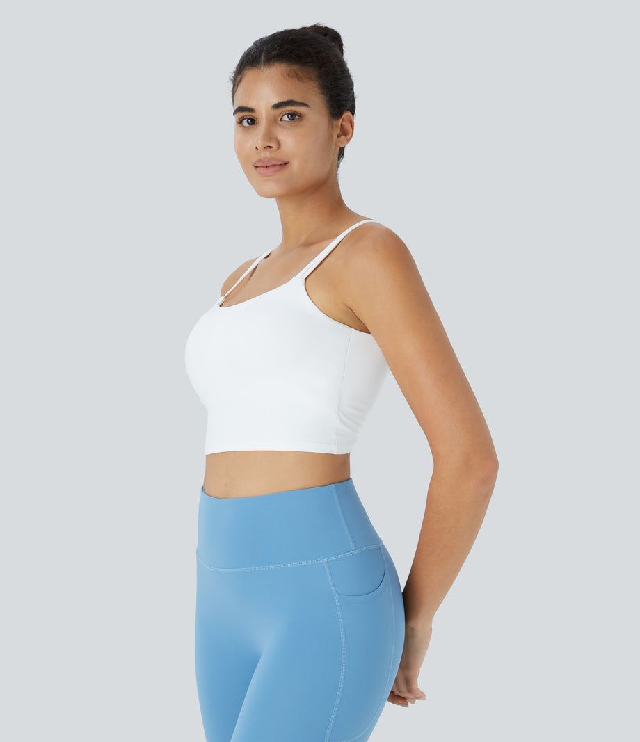 Double Straps Cropped Yoga Tank Top - White