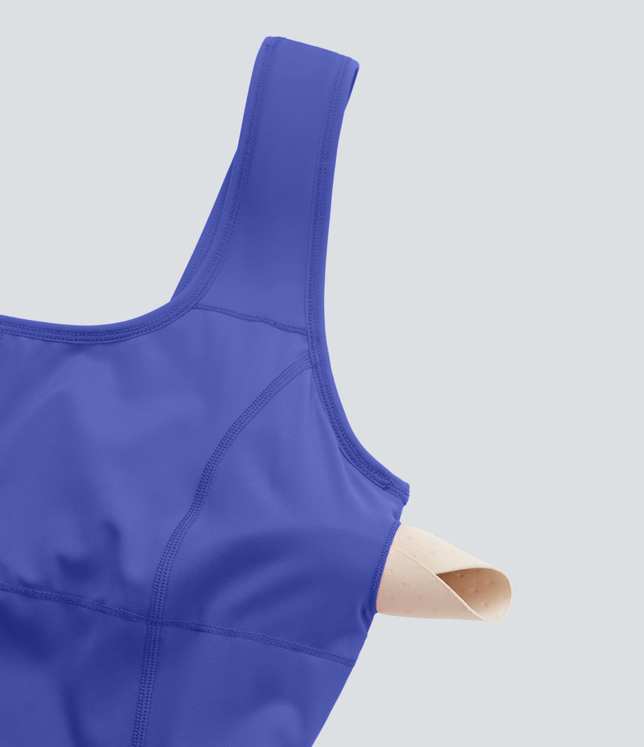 SoftlyZero™ Airy U Neck 2-in-1 Pocket Mini Cool Touch Dance Active Dress - Aster Blue