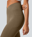 SoftlyZero™ Crossover Pocket Plain Leggings-UPF50+ - Chestnut Brown