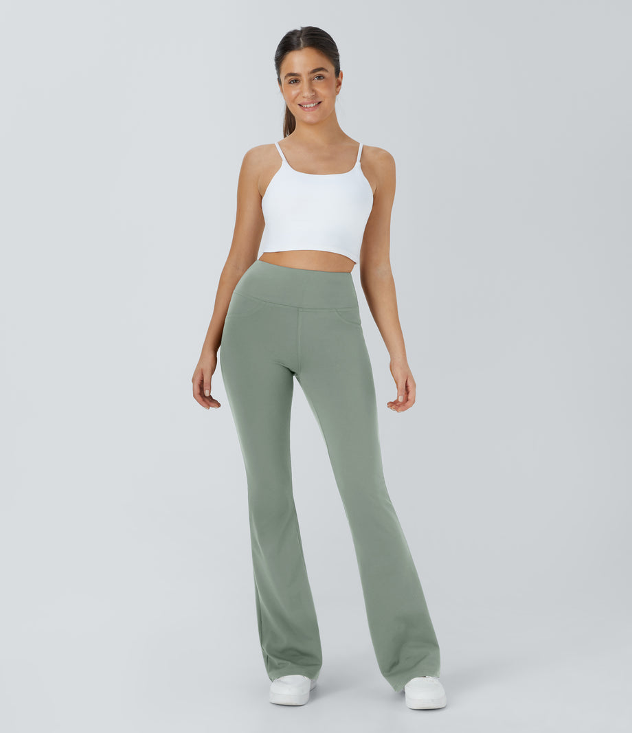 DayStretch High Waisted Pocket Flare Yoga Leggings - Iceberg Green