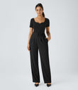 Halara Flex™ High Waisted Zipper Pocket Shirred Straight Leg Work Pants - Black