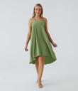 Breezeful™ Backless Racerback Side Pocket High Low Flowy Midi Quick Dry Casual Dress - Hot Wasabi - Green