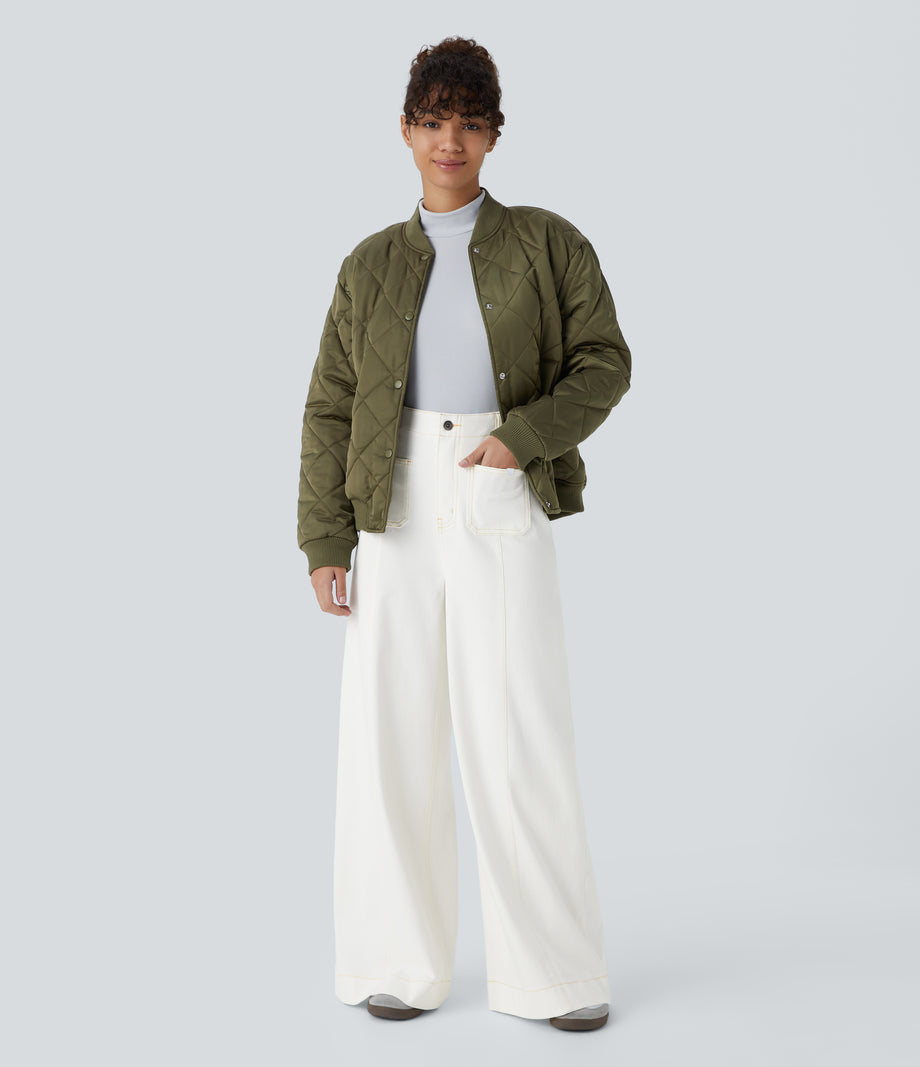 Halara Flex™ High Waisted Pockets Washed Casual Wide Leg Jeans - Beige Denim