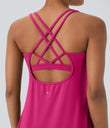 SoftlyZero™ Plush Cut Out Pocket 2-Piece Mini Yoga Active Dress - Fuchsia Purple