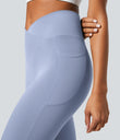 SoftlyZero™ Crossover Pocket Plain Leggings-UPF50+ - Xenon Blue