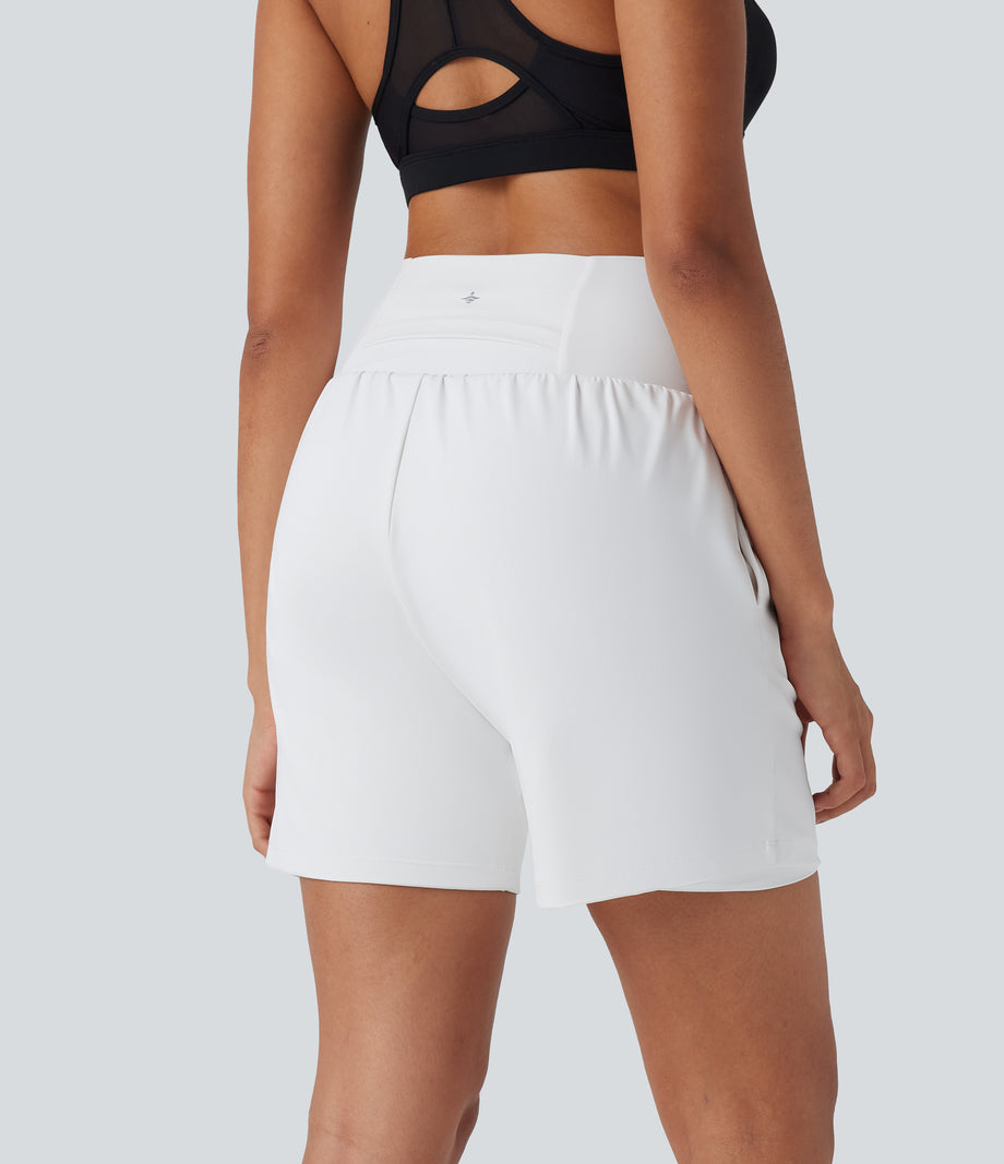 SoftlyZero™ Airy Super High Waisted 2-in-1 Cool Touch Yoga Shorts 7" with Pockets - White