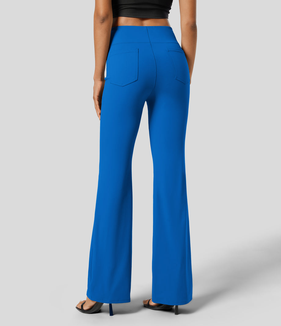 Halara Flex™ High Waisted Back Side Pocket Slight Flare Work Pants - Princess Blue